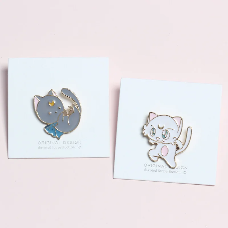 2 Pin корейский мультфильм милый эльф броши-кошки для женщин котенок значки с