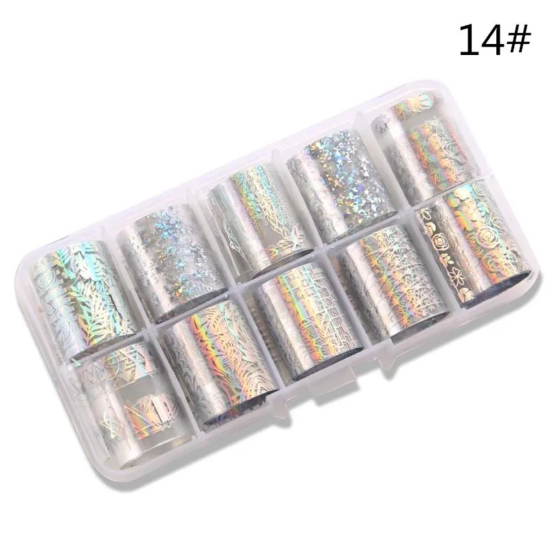 10 рулонов голографическое искусство ногтей набор фольги AB лазерная наклейка для