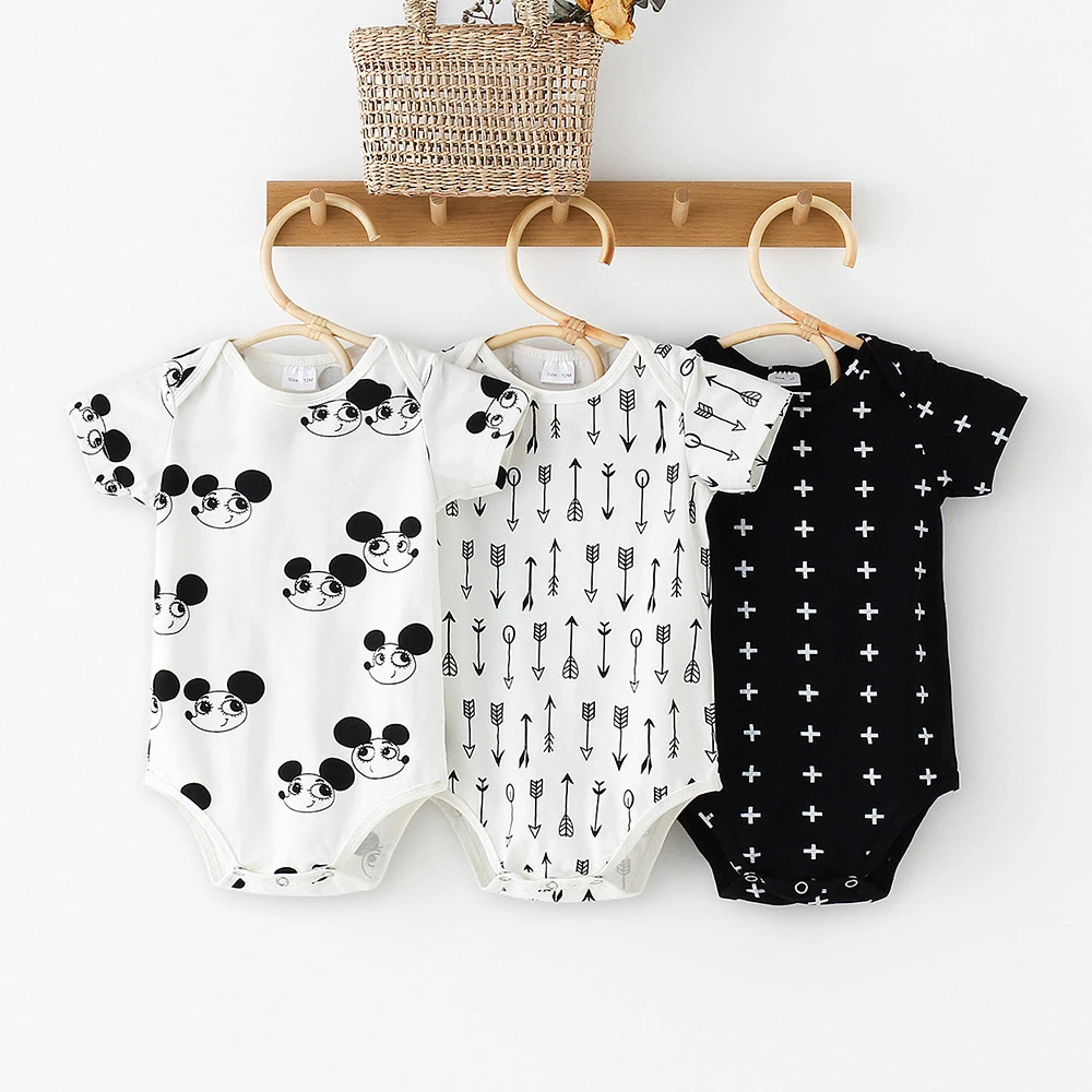 

Комбинезон детский, для мальчиков и девочек, хлопок, белый/черный