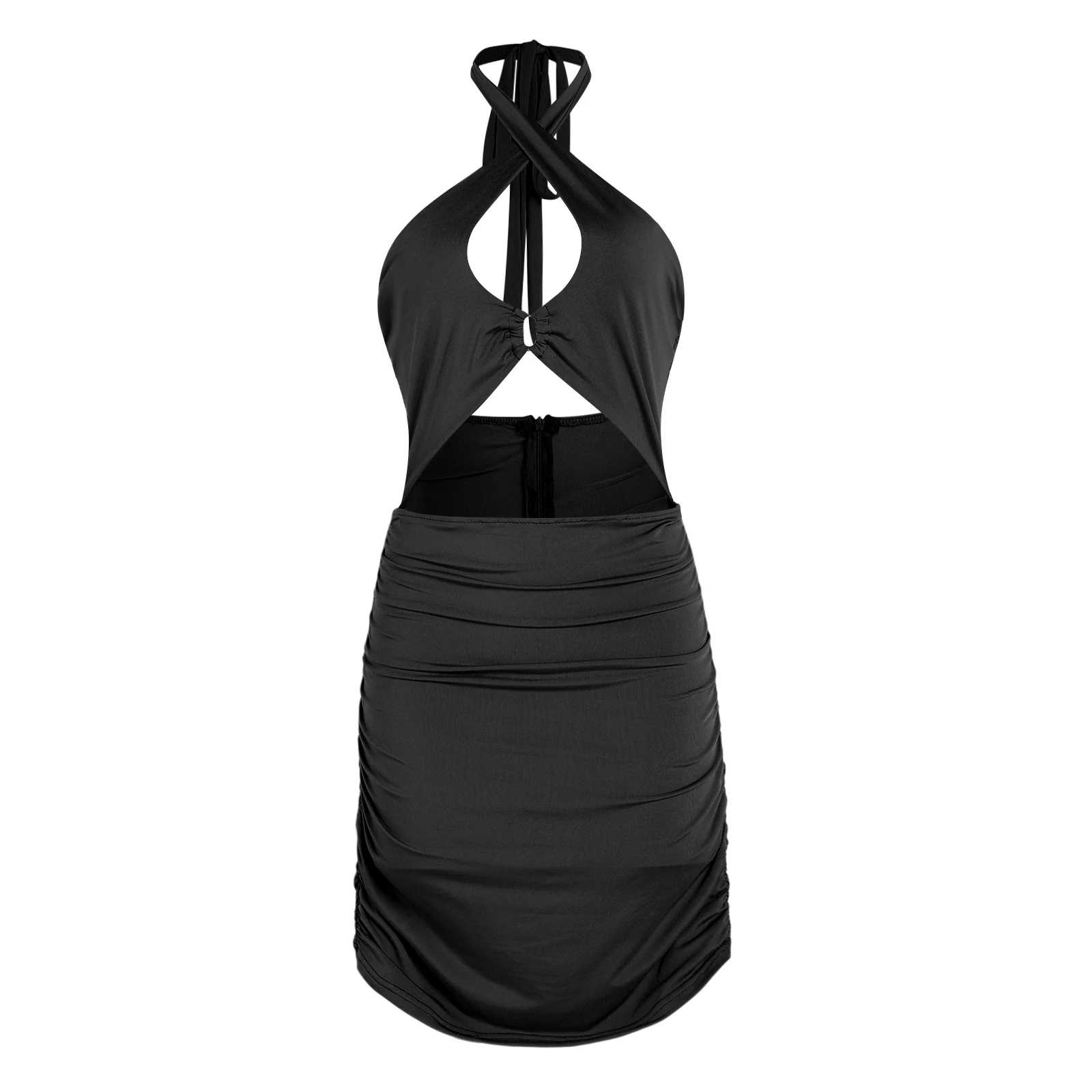 

Женское ажурное платье, однотонное черное/бежевое/оранжевое платье без рукавов с лямкой на шее, 2021