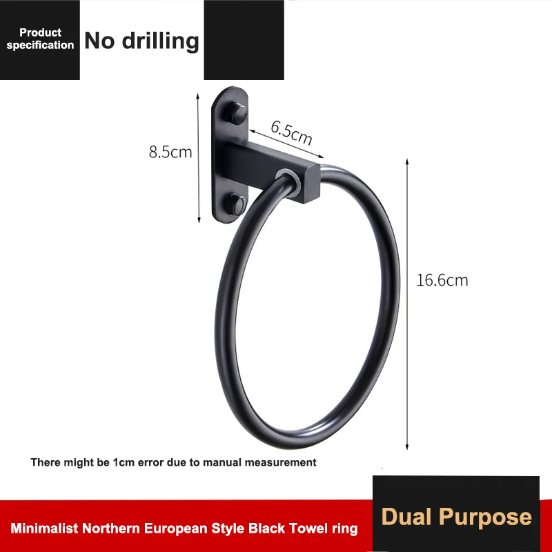 

Stainless Steel Wall Mounted Towel Ring Towel Hanger Punch Free Strong Bearing Save Space Holder for Bathroom