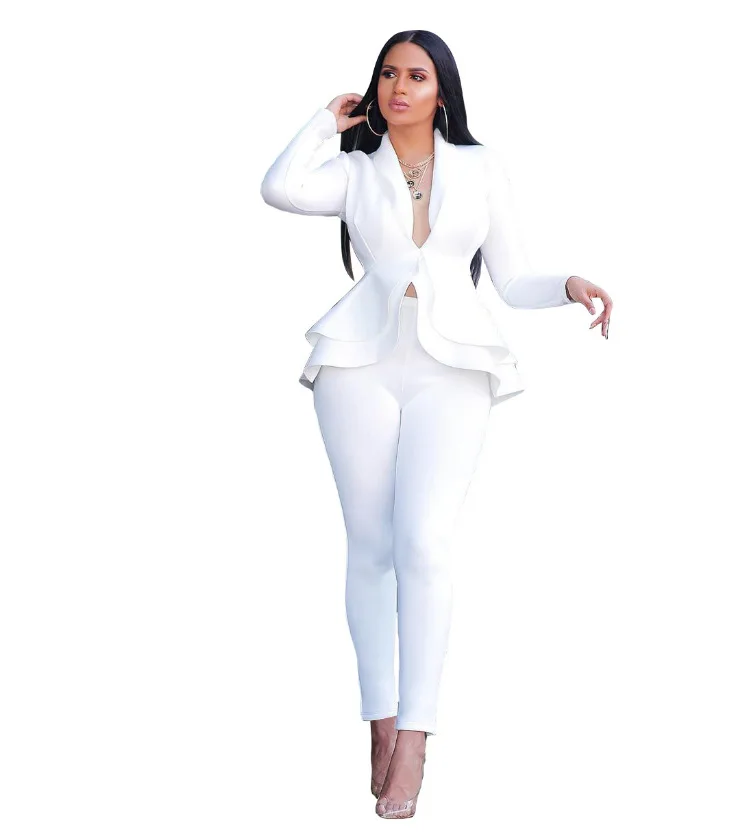 

Fashion ruffled air layer business uniforms casual wear women's two-piece suit