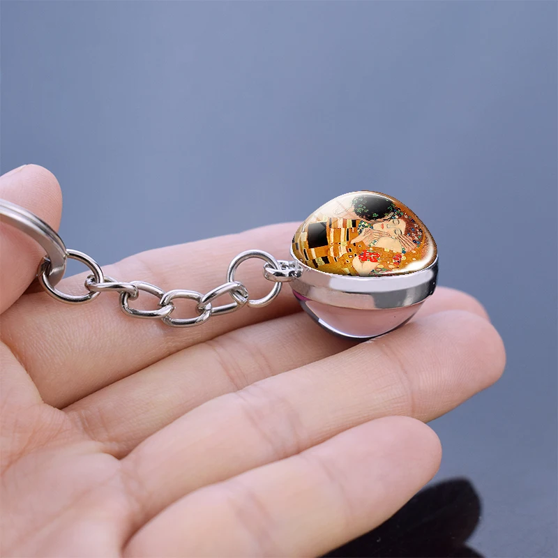 Брелок с изображением поцелуя Густава Климта фотография стеклянный шар брелок