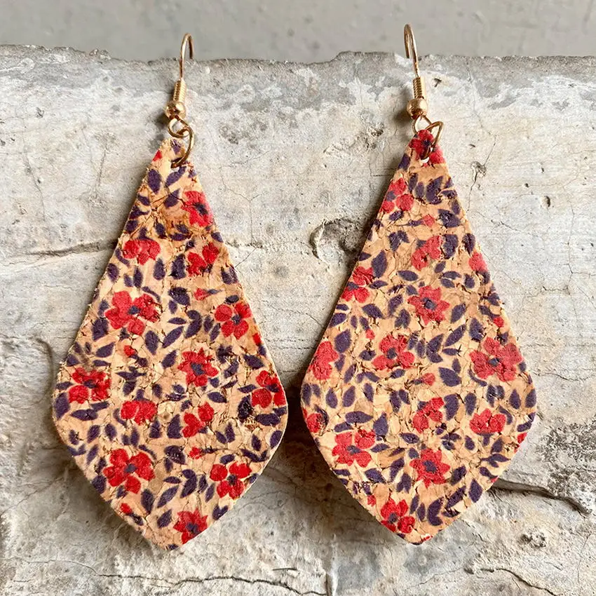 2021 новые двусторонние кожаные геометрические висячие серьги из пробки в