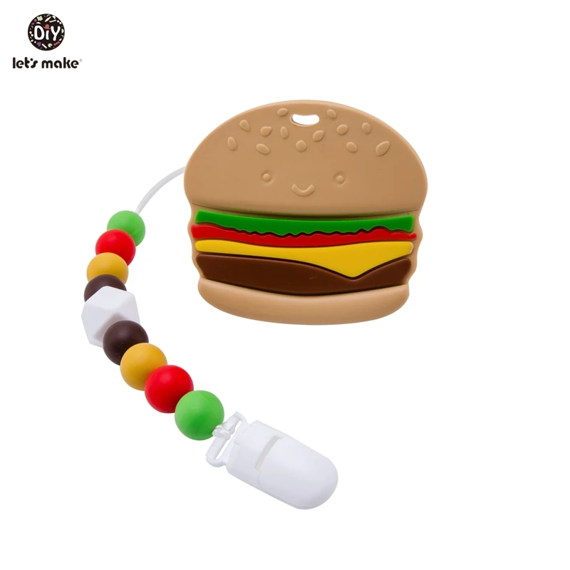 Hamburger Давайте сделаем детскую соску с цепочкой 1 шт. пластиковая Соска с зажимом гамбургер мороженое торт человек силиконовые бусины персонализированные соски зажимы - Цвет: Hamburger