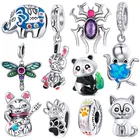 Симпатичные банные халаты в виде животных для маленьких панда Оригинальное 925 пробы серебро в стиле панк с изображением кролика и кота для CZ Слон подвеска Осьминог кулон, соответственные Пандоре обаятельные браслеты бусины