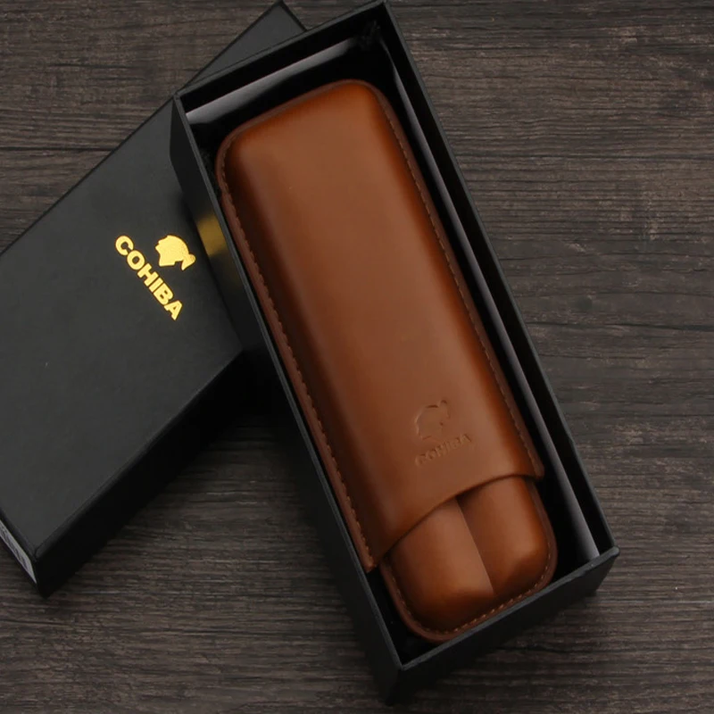 Чехол для сигары COHIBA кожаный чехол с 2 трубками портативные аксессуары сигар
