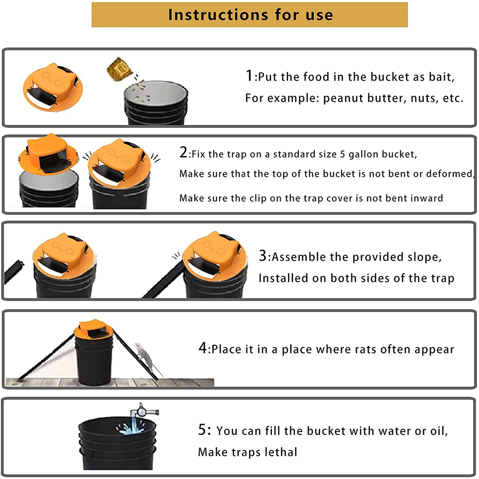 

Slide Bucket Lid Mouse Rat Trap Flip Mouse Trap Bucket With Compatible Quick Sanitary Safe Multi Function Mousetrap Catcher