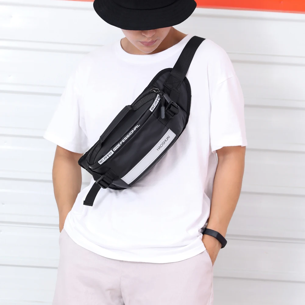 

Multi-function Men Fanny Pack Nylon Chest Purse Male Street Travel Waist Pouch Popular Belt Bag Sling Chest Pouch