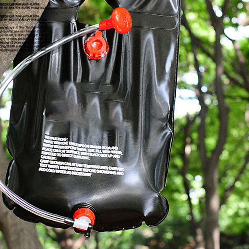 

Hiking Camping Shower Bag 20L Heating Camping Shower Hydration Bag Hose Switchable Shower Head Water Bags For Outdoor Solar
