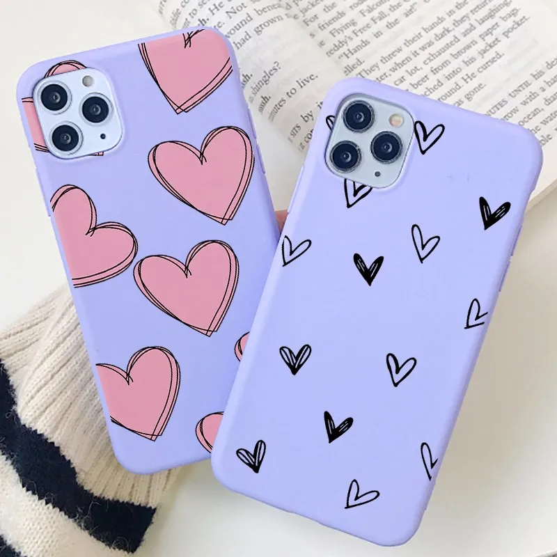 

Cute Love Heart Soft Case For Samsung A72 A52 A51 A71 A50 A70 A41 A31 A21s A20e A11 M11 S8 S9 S10 S20 FE Note 20 Plus Capa