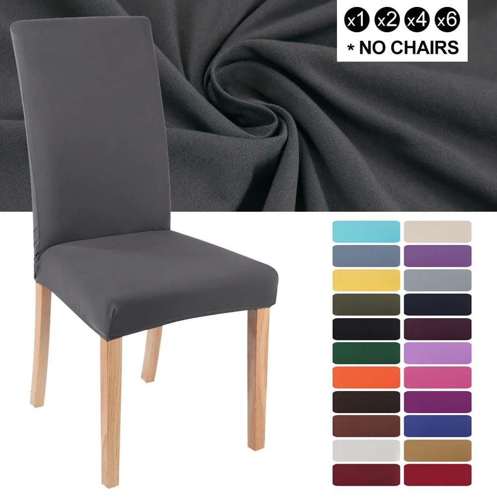 Эластичный стрейч Чехлы для обеденного стула съемный одноцветное Цвет