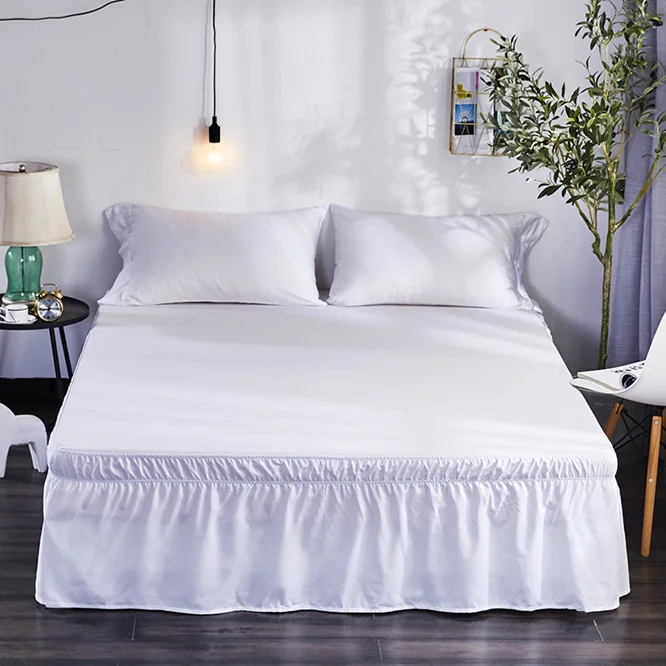 3 Size Bed Skirt White Shirts without Surface Elastic Band Single Queen King Easy On/Easy Off skirt Bedding home textile | Дом и сад