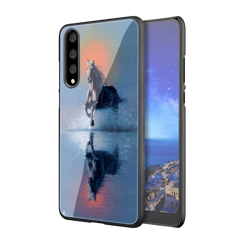EWAU животное лошадь чехол из закаленного стекла для телефона для huawei P10 P20 P30 Lite Pro P Smart
