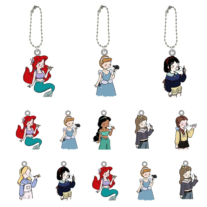 

Disney Accessories Bright Sweet Princess Bead Ball Keychains Epoxy Resin Pendant Key Chain Creative Design Gifts Jewelrys FSD355