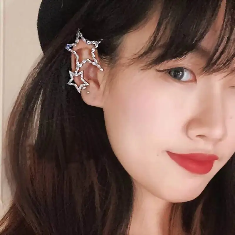 

Fashion Zircon Stars Clip On Earrings New Jewelry Temperament Shinning Hanging Earings Wholesale