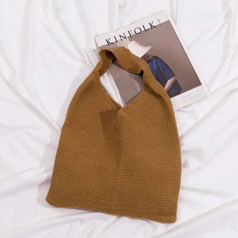 

Crochet Vest Design Tote Handbag Women Vintage Retro Knitting Top-handle Bag