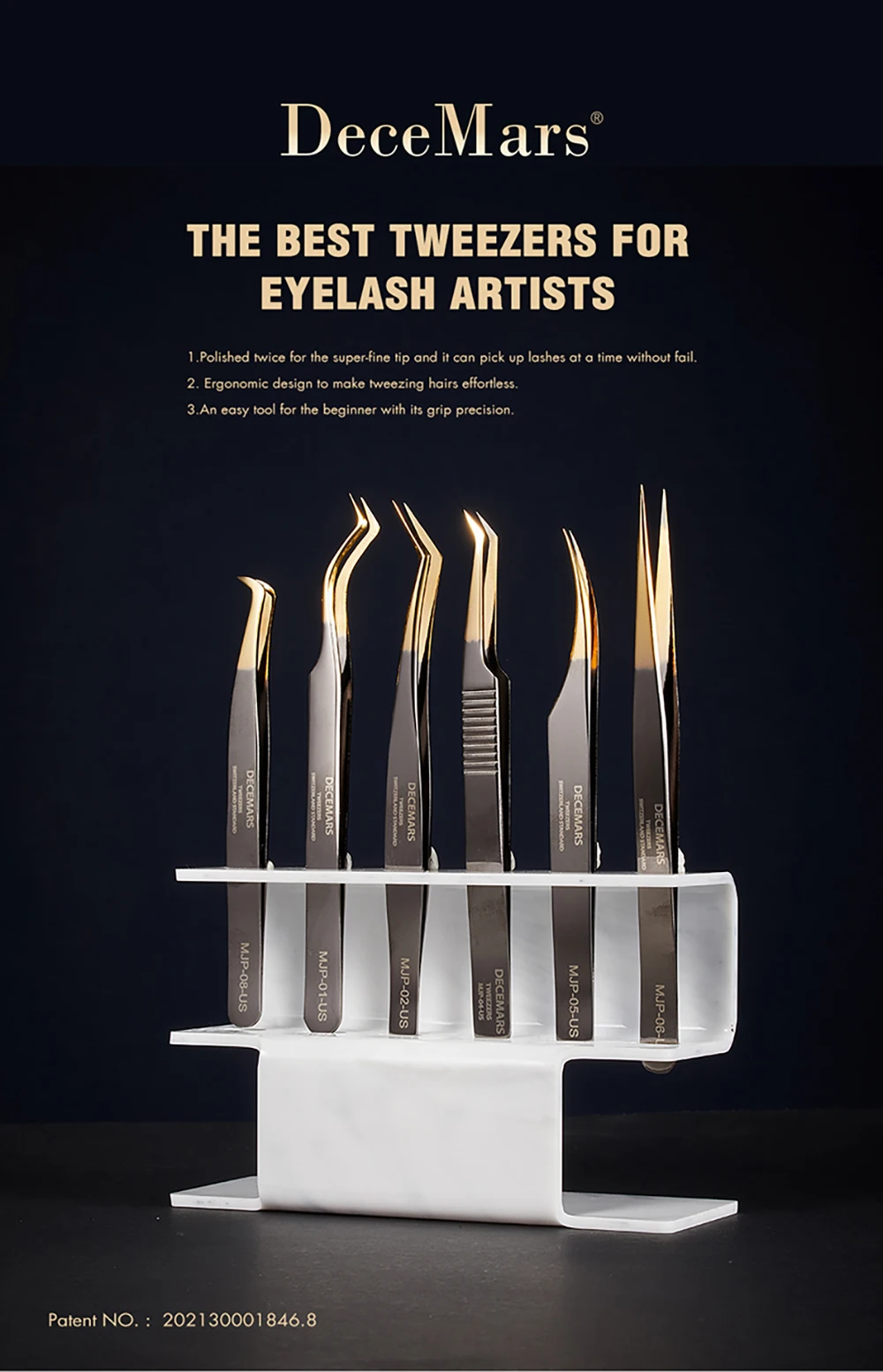 DeceMars Eyelash Extensions Tweezers For Lash Artists