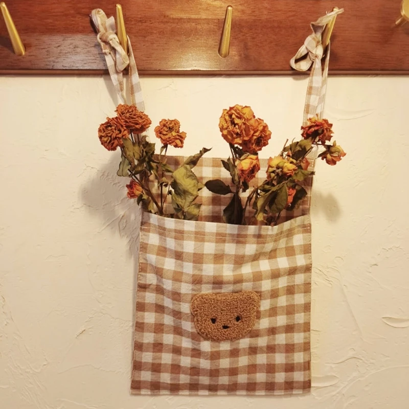 

Multifunctional Mini Bear Pure Cotton Storage Bag with Strap Storage Hanging Bag for Baby Necessities Organizer