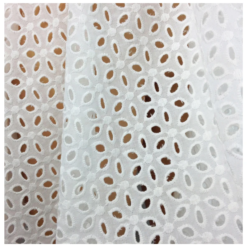 

1 Yard Off White Cotton Voile Eyelet Embroidery Lace Fabric,Blouse Skirt Table Cloth Patchwork Sewing Material,Width 130cm