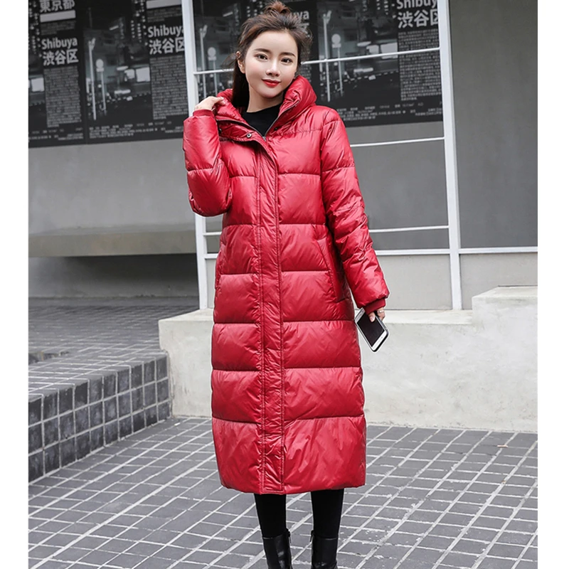 2020 осень зима белый утиный пух Женская парка с капюшоном корейское длинное