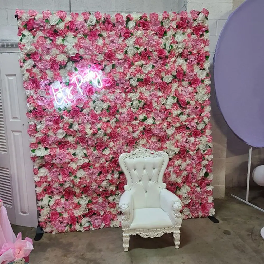 Pink Romantic Artificial Flower Wall Panels Wedding Birthday Party Decor Shop Window Backdrop Flower Decoration Customized
