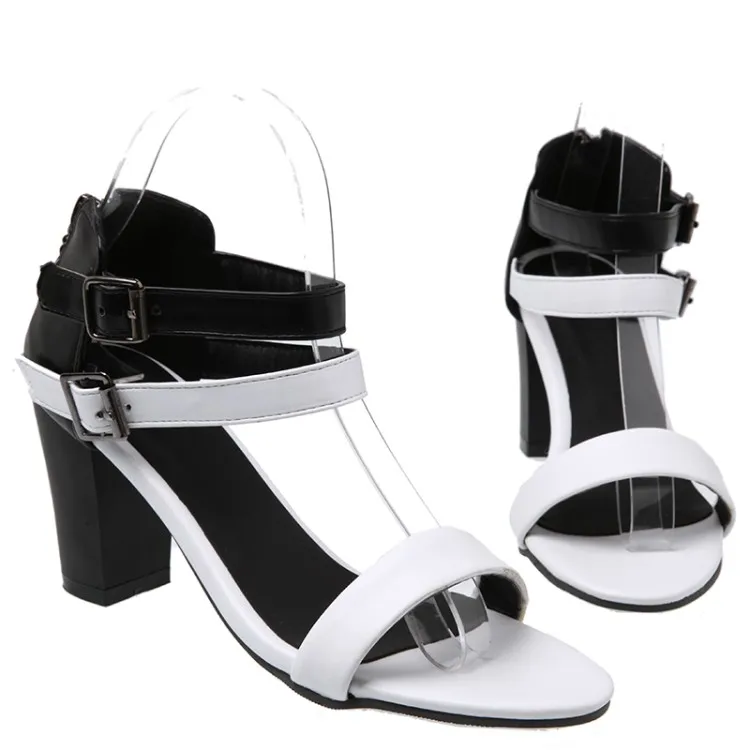 Сандалии женские на высоком каблуке босоножки в стиле пэчворк синие туфли