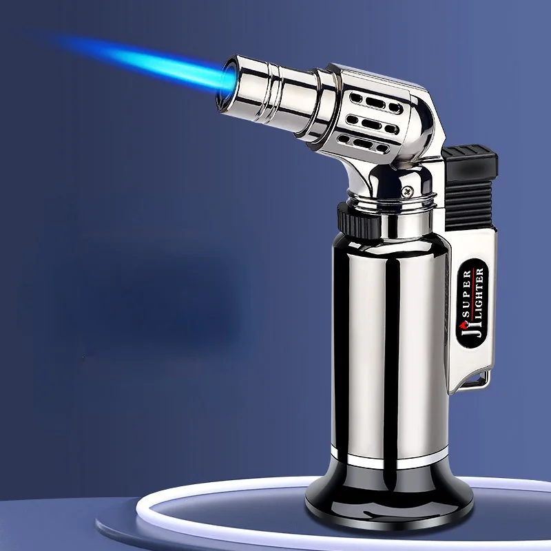 

Metal Windproof Lighter Blue Flame Ignition In-line Spray Gun Lighter Kitchen Baking Outdoor Barbecue Windproof Welding Torch