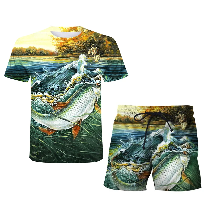 

New Arrival Summer Short Sleeve and Shorts Casual Set Men 3D Printed T-shirt Shorts Sport Suit Fashion Outdoor Clothes Camiseta