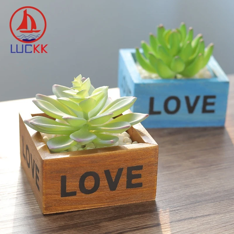 

LUCKK 10CM Mini Antique Wooden Sundries Container Garden Succulent Plant Decor Storage Box Jewelry Holder Desktop Bonsai Pot