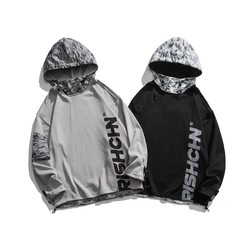 

New Hong Kong Style Fashion Brand Ins Style Hoodie Solid Color English Element Student Fashion Jacket Male