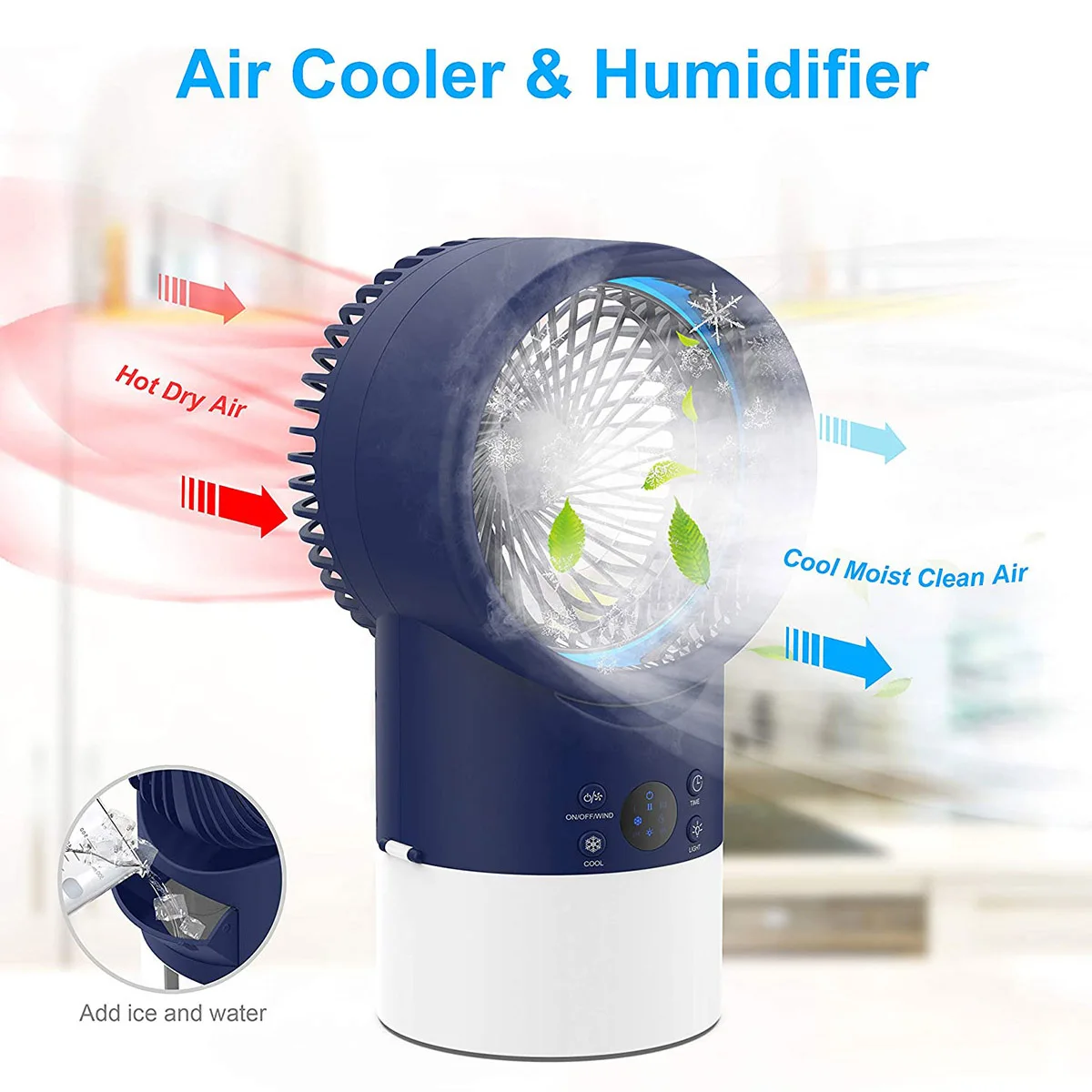 

4IN1 Multifunction Air Conditioner Fans Mist Purifier Humidifier Cooling 3-Speeds Silent with 7 Colors Lights LED Air Cooler Fan