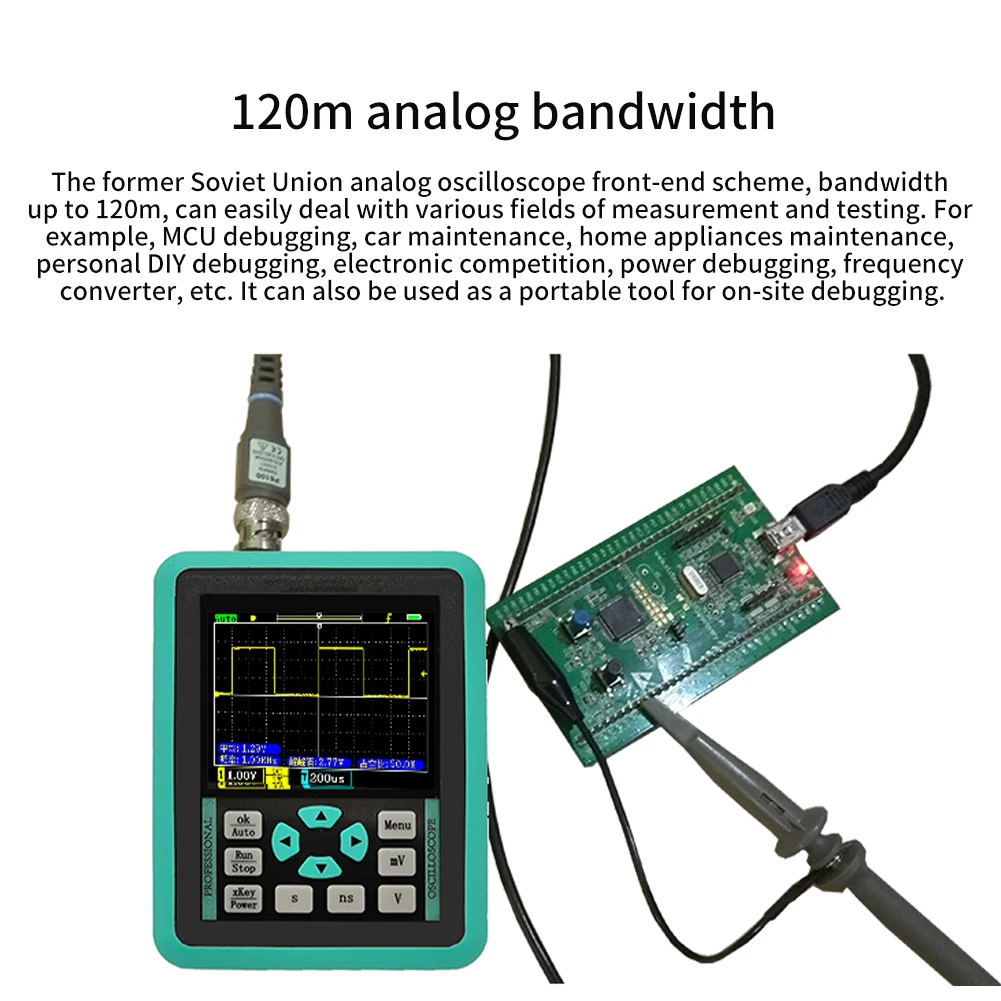 

Electronic Maintenance USB Rechargeable Mini Handheld Multifunctional Car Repair Digital Oscilloscope 120M Bandwidth Portable