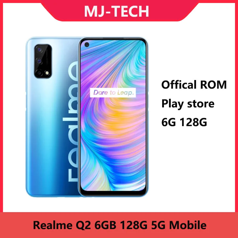Realme Q2 6G 128G Play store Dimensity 800U Octa Core 6 5 &quotFHD + безрамочный экран 120 Гц 5000 мА/ч Батарея 48MP 30
