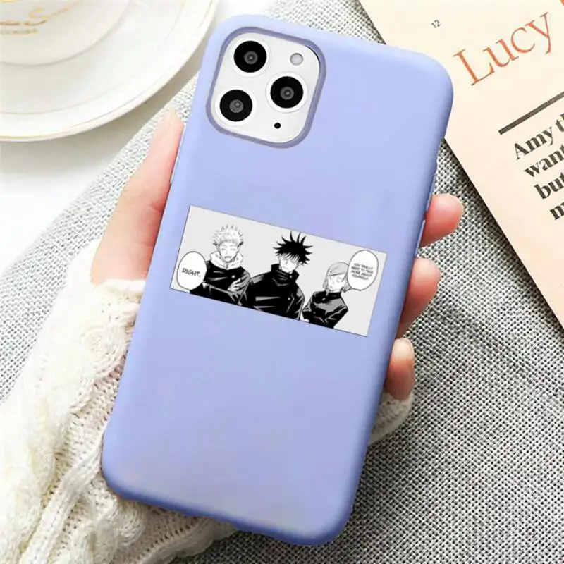

Hot Anime Jujutsu Kaisen Phone Case Candy Color Violet for iPhone 11 12 pro XS MAX 8 7 6 6S Plus X SE 2020 XR