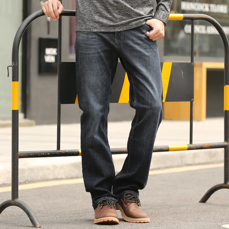 Мужские прямые мешковатые джинсы большого размера на весну и осень черные