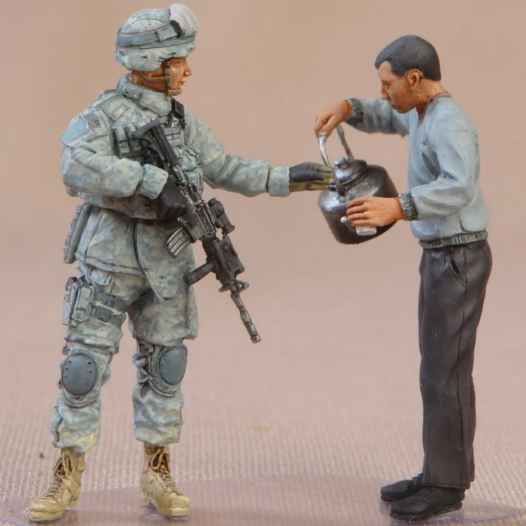 1/35 полимерная модель фигурка GK солдата кофе американские солдаты и мирные лица 2