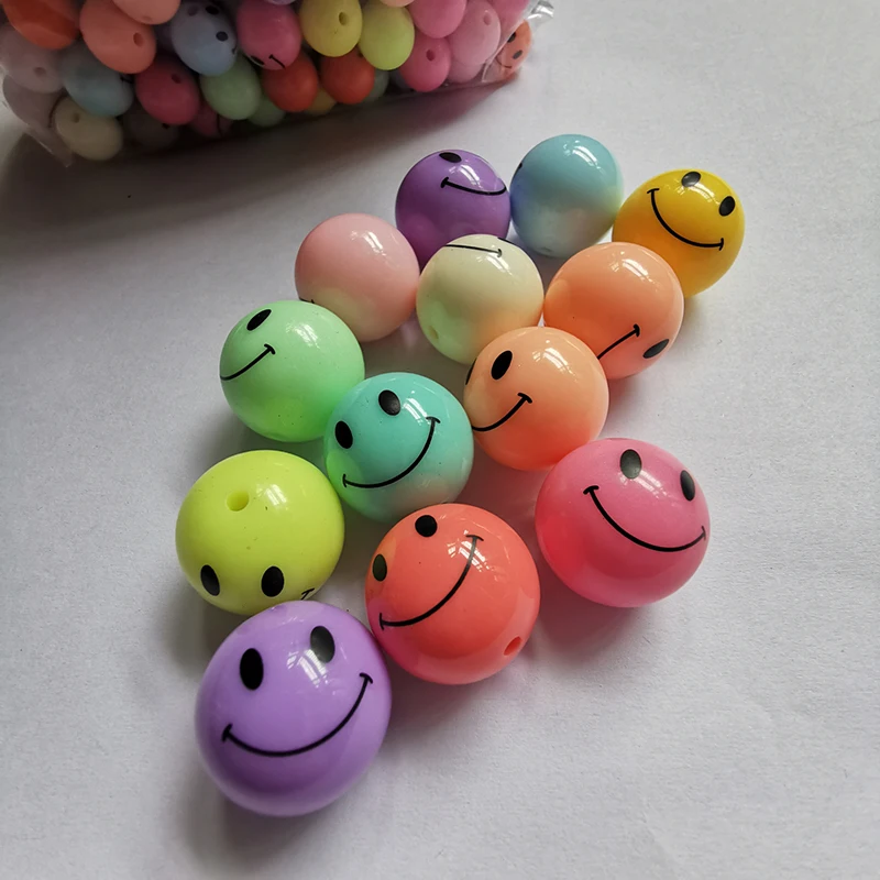 100 штук 10 мм 20 Фурнитура для бижутерии улыбающееся лицо круглые бусины акриловые