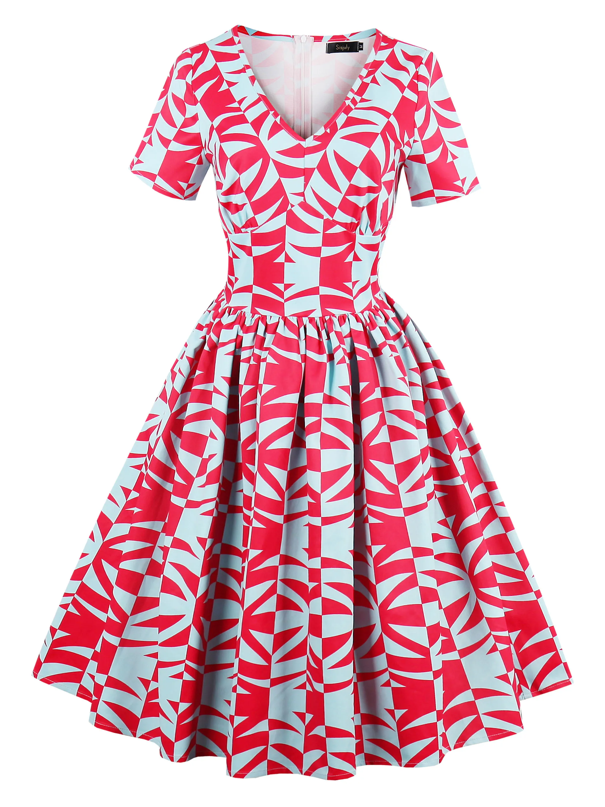 Женское платье с геометрическим рисунком рокабилли на весну и лето 2020 винтажное