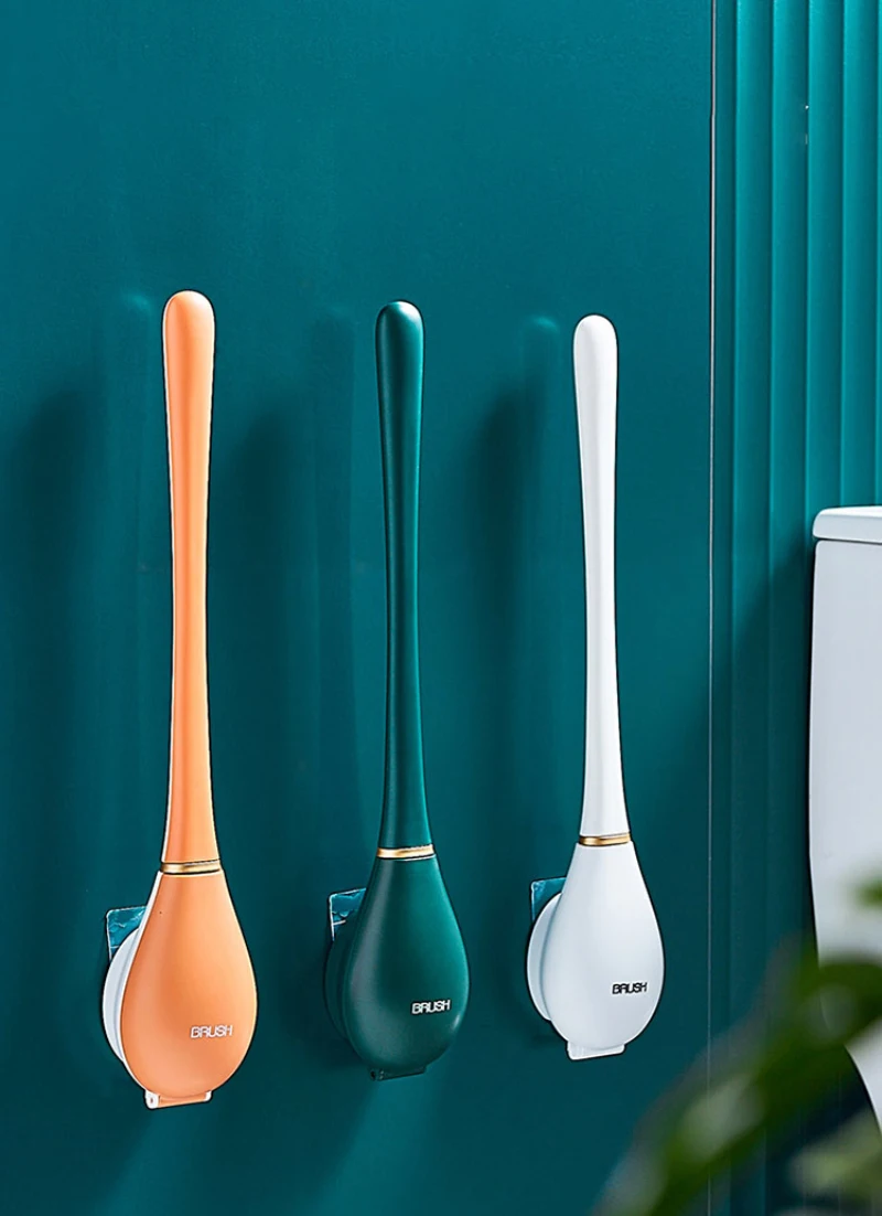 

TPR Silicone Toilet Brush Wall-mounted Cleaning Brush Wall-mount Floor Cleaning Tools Bathroom Accessories Set