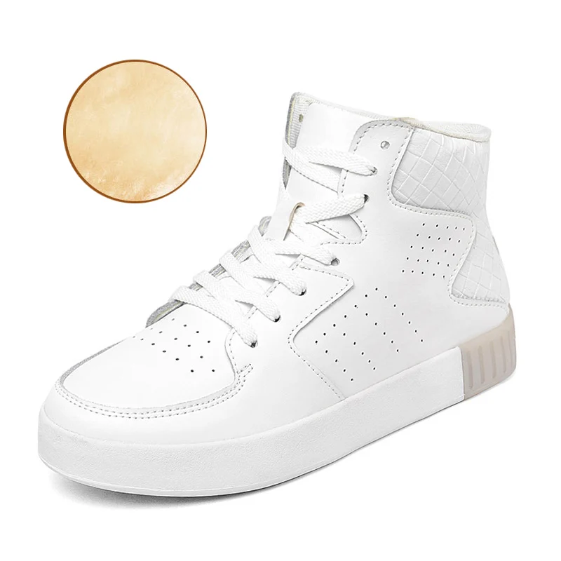 841925 White fur Новинка года; женская повседневная обувь на шнуровке; Модные женские кроссовки на плоской платформе с высоким берцем; зимние кроссовки для бега; Femme - Цвет: 841925 White fur