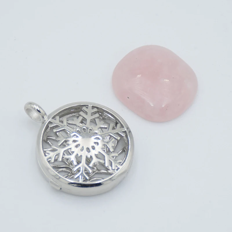 Круглый Снежный ажурный медальон Подвеска для ожерелья с натуральными камнями