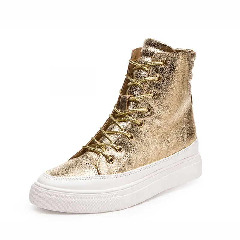 Новые женские кожаные ботинки модные повседневные с высоким верхом