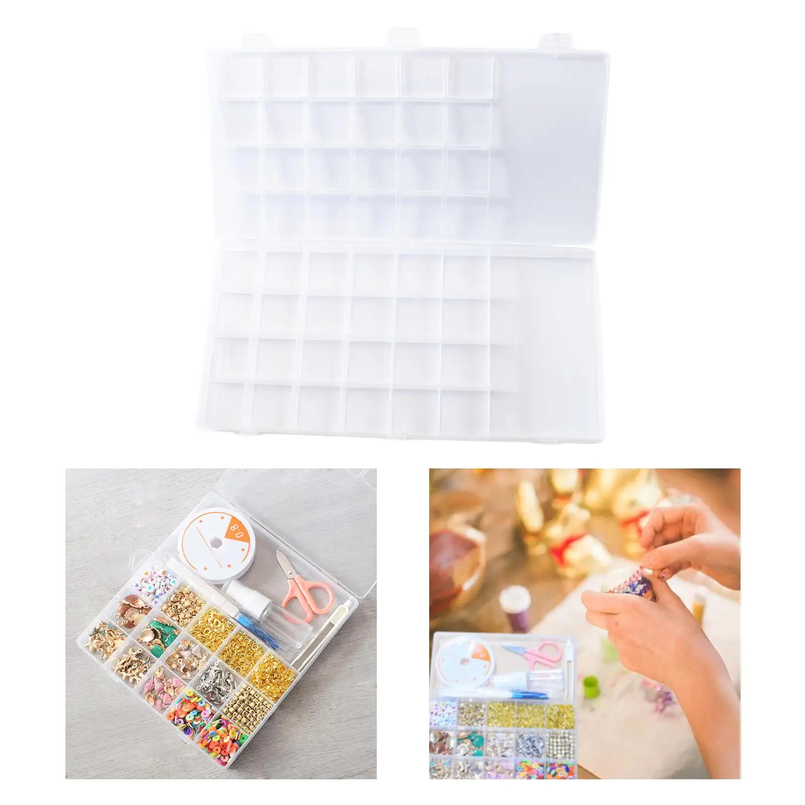 

Plastic Organizer Container Storage Box W/Adjustable Divider Removable Grid
