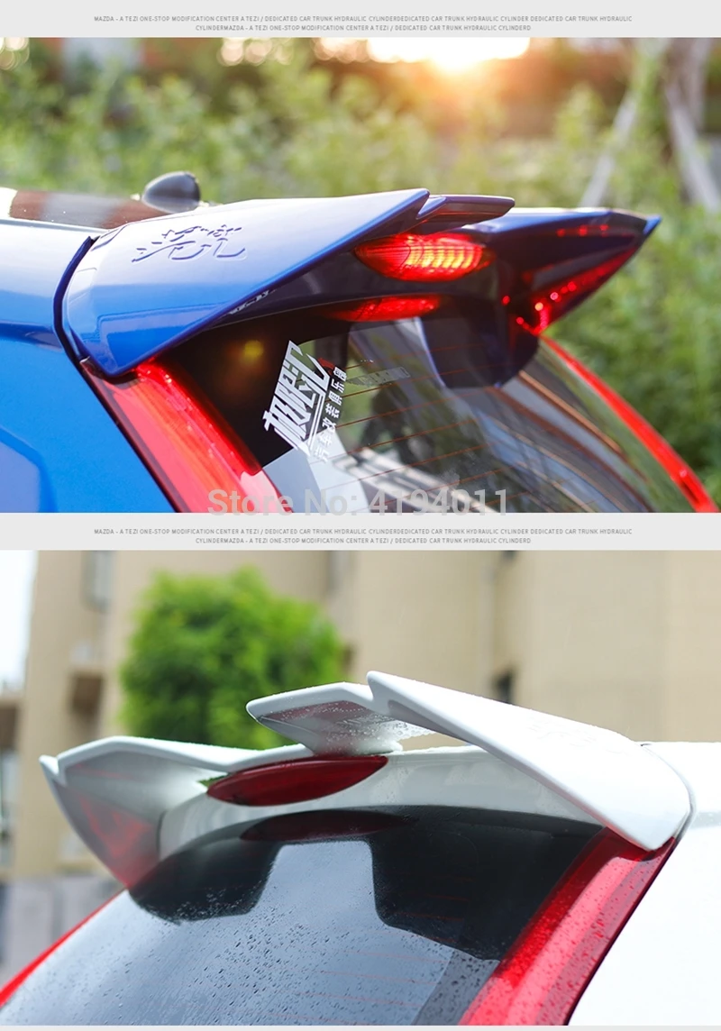 Для Honda Fit Jazz ABS пластиковый Неокрашенный Грунтовка Цвет сзади крыша багажника крыло для губ спойлер для автомобиля