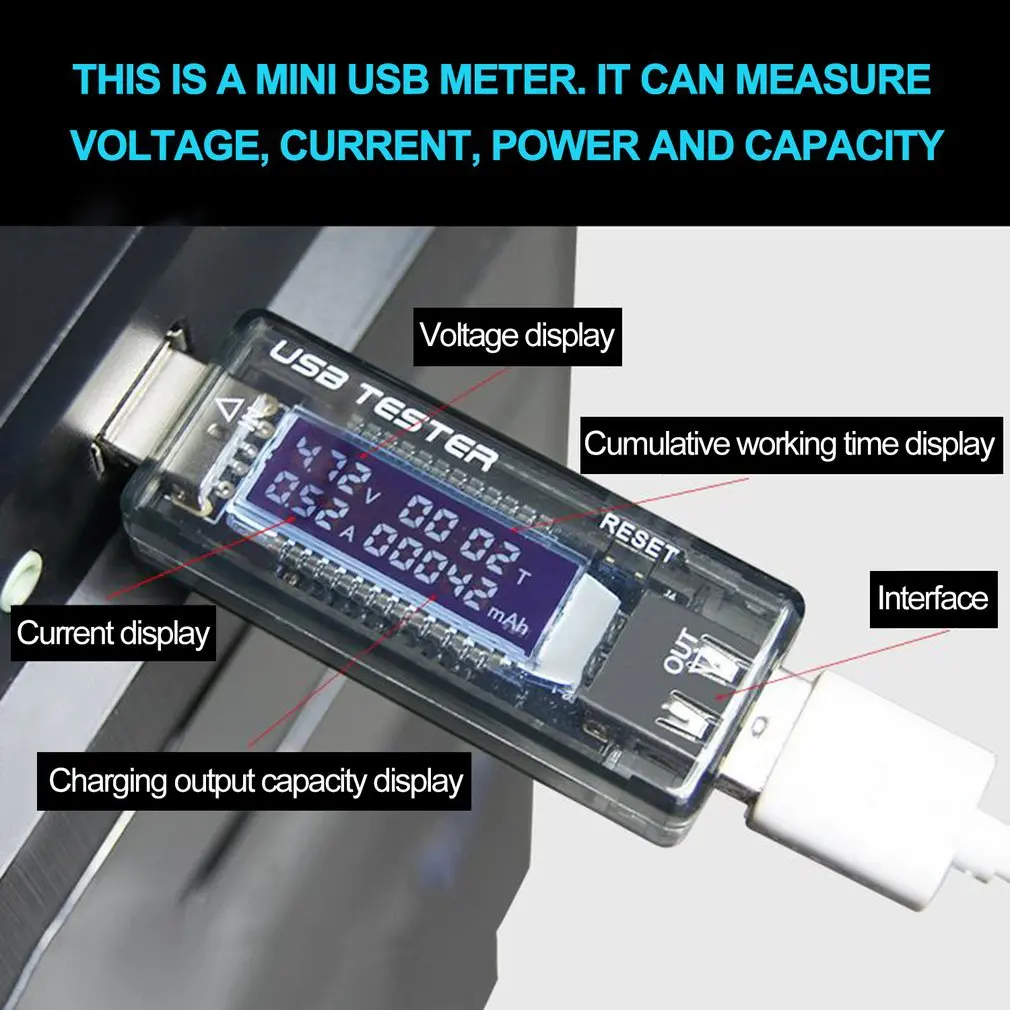 USB-вольтметр для аккумулятора тестер мобильный мощный ток и вольтметр амперметр