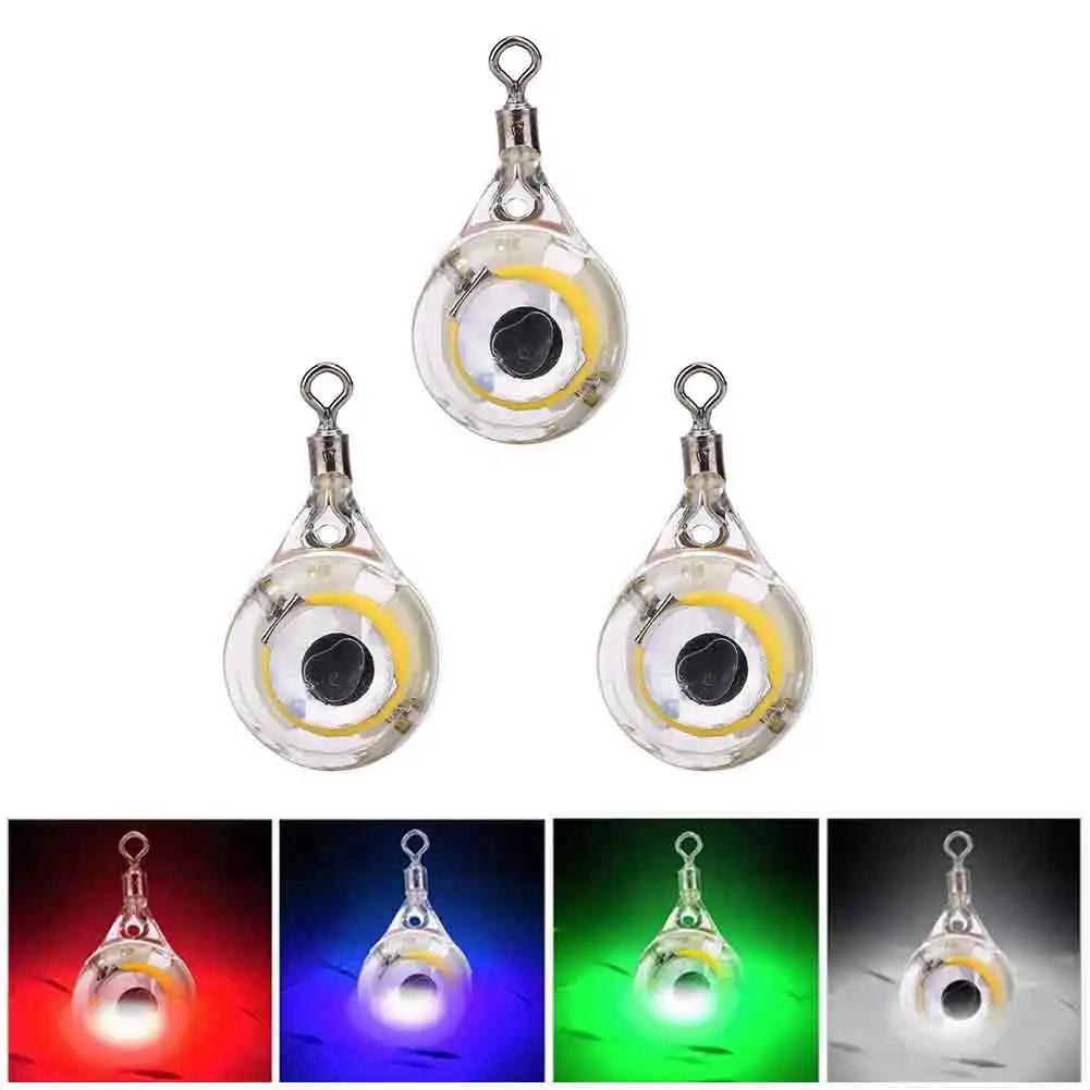 

3Pc Fishing Lure Light LED Deep Drop Underwater Eye Shape Fishing Light Attractor Fishing Bait Luminous Lure for Attracting Fish