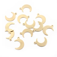 50pcs mini charms moon pendant statement raw brass jewelry fashion women bracelet necklace warring making parts findings 11x16m
