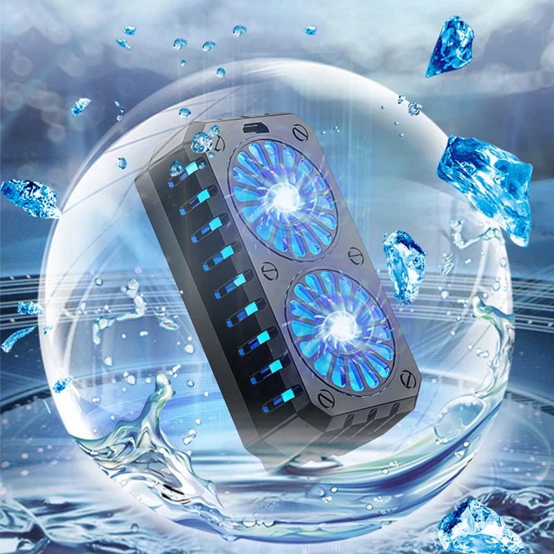 

Twin Engine Mobile Phone Cooler Semiconductor Radiator Back Clip Mute Game Pad Portable Gamer Cooling Fan For Xiaomi Redmi