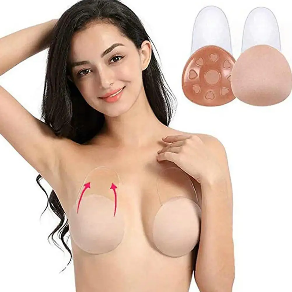 

Women Push Up Bras Self Adhesive Silicone Strapless Invisible Bra Reusable Sticky Breast Lift Tape Rabbit Nipple Cover Bra Pads